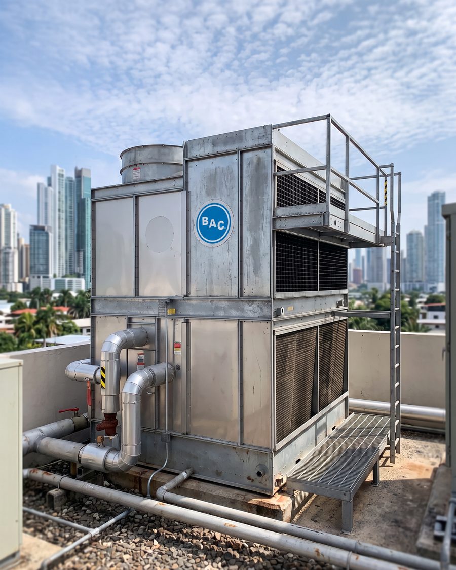 Torre de enfriamiento BAC instalada en azotea, Panamá